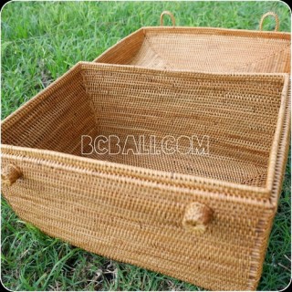 ethnic cosmetic box handmade from rattan ata grass hand woven